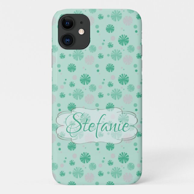 Capa Para iPhone 11 Flores Verdes Retrovisoras (Verso)