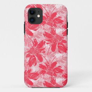 Capa Para iPhone 11 Flores vermelhas em branco.