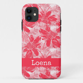 Capa Para iPhone 11 Flores vermelhas em branco.