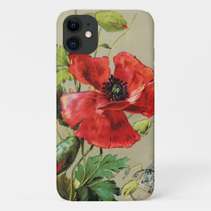 CAPA PARA iPhone 11 FLORES VERMELHOS DE POPULAÇÃO NA CINZA