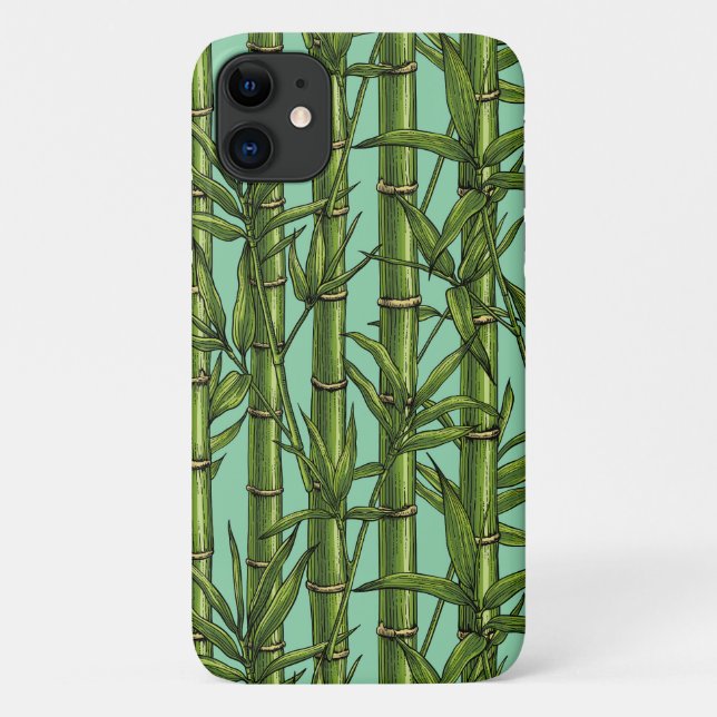 Capa Para iPhone 11 Floresta de bambu em azul claro (Verso)
