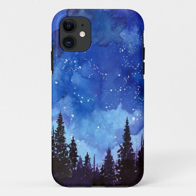 Capa Para iPhone 11 Floresta de Céu Noturno (Verso)
