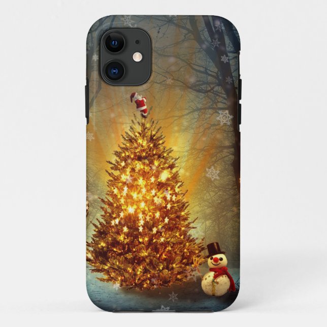 Capa Para iPhone 11 Floresta de Natal. (Verso)