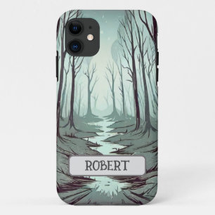 Capa Para iPhone 11 Floresta Mística à Noite Personalizada