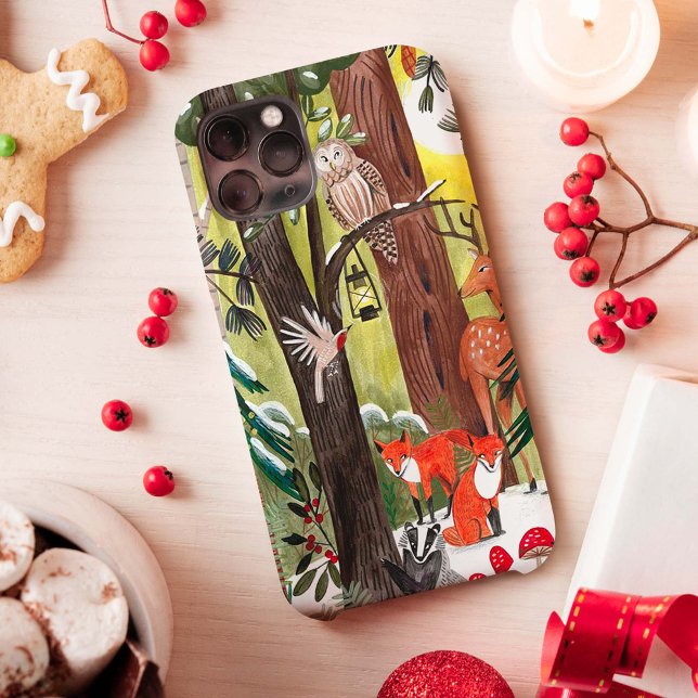 Capa Para iPhone 11 Floresta verde com animais florestais Natal (Criador carregado)