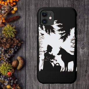 Capa Para iPhone 11 Florestas de Lobo de Capuchos Vermelho-Silhueta Pr