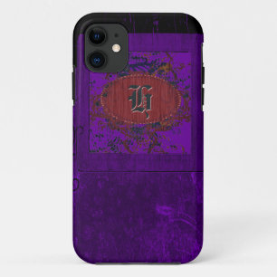 Capa Para iPhone 11 Flórida da vinha roxa e monograma H