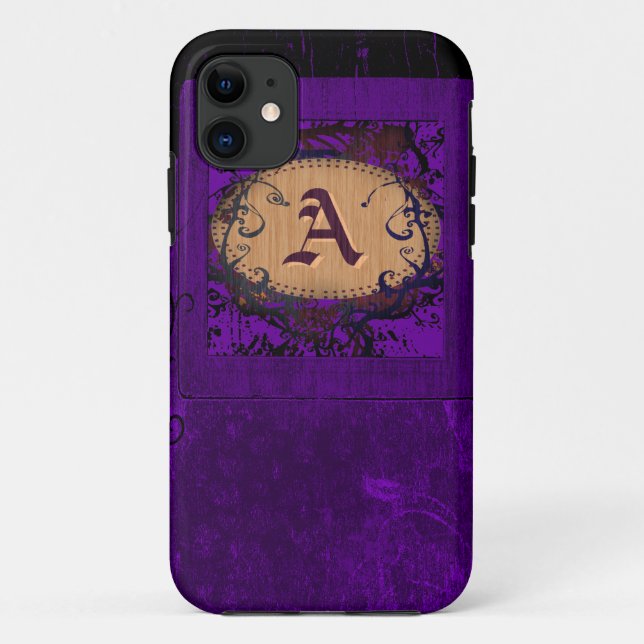 Capa Para iPhone 11 Flórida roxa e monograma A (Verso)