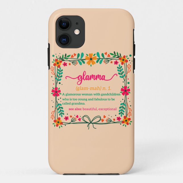 Capa Para iPhone 11 Flower Frame Glamma Vovó Definição de vovó (Verso)