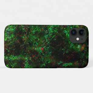 Capa Para iPhone 11 Flutuação das manchas escuras em verde-vivo e ve