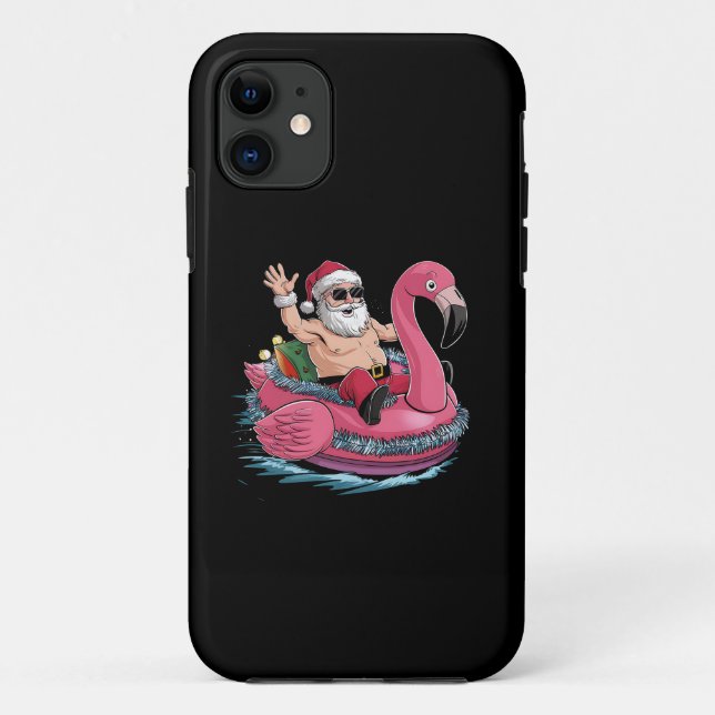 Capa Para iPhone 11 Flutuador Flamingo Natal Flutuante Natal Em Julho  (Verso)