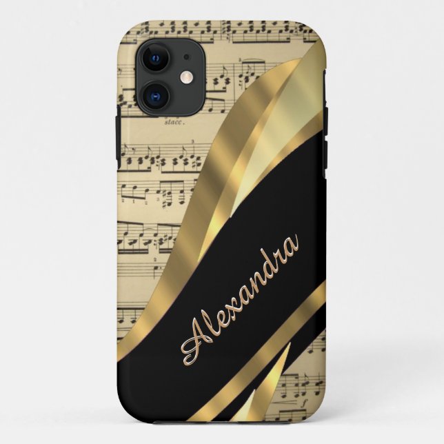 Capa Para iPhone 11 Folha de música elegante personalizada (Verso)