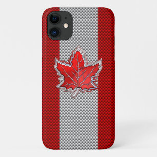 Capa Para iPhone 11 Folha Vermelha Canadense de Impressão de Fibra de