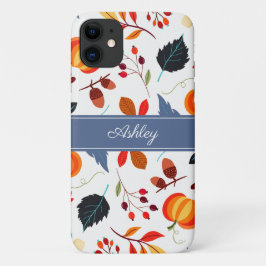 Capa Para iPhone 11 Folhas Botânicas de Outono Elegantes