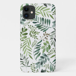 Capa Para iPhone 11 Folhas Botânicas Elegantes Aquarela