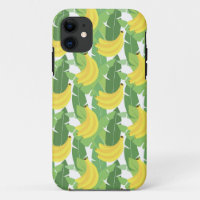 Folhas da banana e teste padrão da fruta