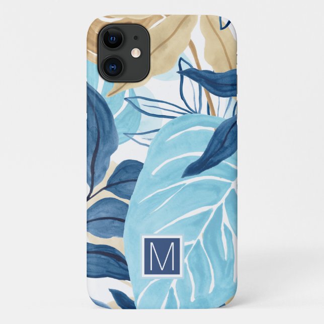 Capa Para iPhone 11 Folhas da selva azul (Verso)