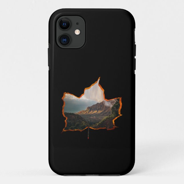 CAPA PARA iPhone 11 FOLHAS DE OUTONO FLORESTA MONTE (Verso)