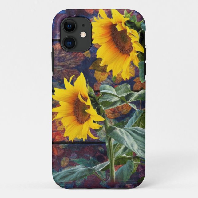Capa Para iPhone 11 Folhas de outono russas e girassóis (Verso)