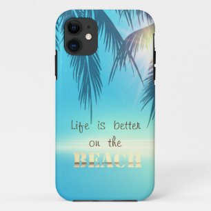 Capa Para iPhone 11 Folhas de Palmeira de Praia Adoráveis