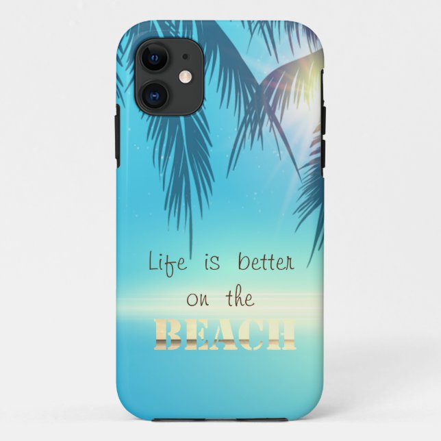 Capa Para iPhone 11 Folhas de Palmeira de Praia Adoráveis  (Verso)