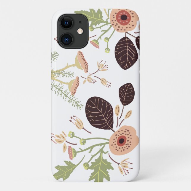 Capa Para iPhone 11 Folhas de Pêssego Verde com Palha (Verso)