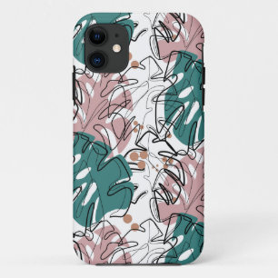 Capa Para iPhone 11 Folhas monstera com manchas coloridas