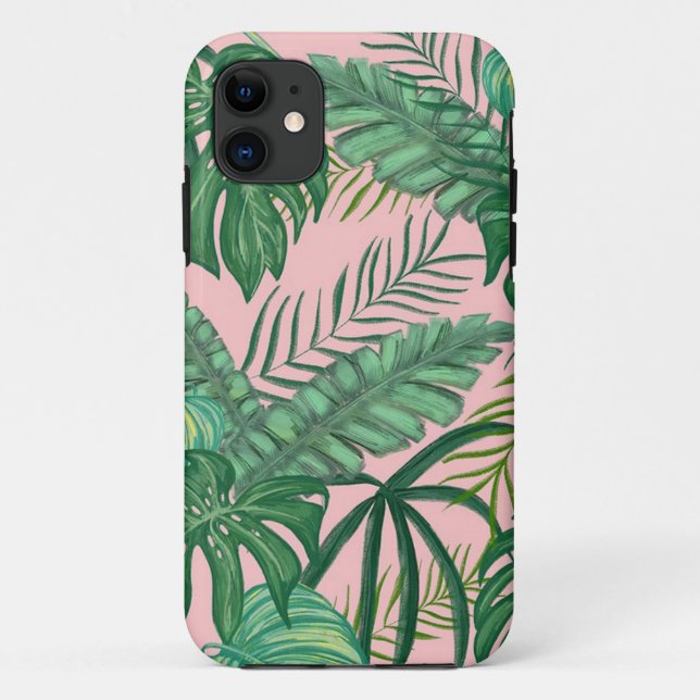 Capa Para iPhone 11 Folhas Tropicais (Verso)