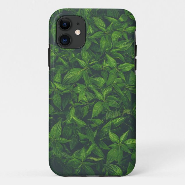Capa Para iPhone 11 Folhas Verde-Profundas  (Verso)