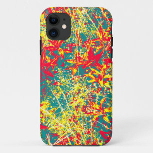 Capa Para iPhone 11 folhas vermelhas, amarelas e brancas