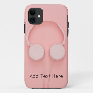 Capa Para iPhone 11 Fones de ouvido rosa com fios