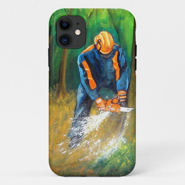 Capa Para iPhone 11 Forester do cirurgião arborista em árvore (Verso)