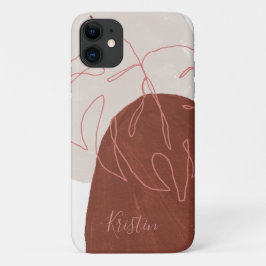 Capa Para iPhone 11 Formas Abstratas de Terracota Folha
