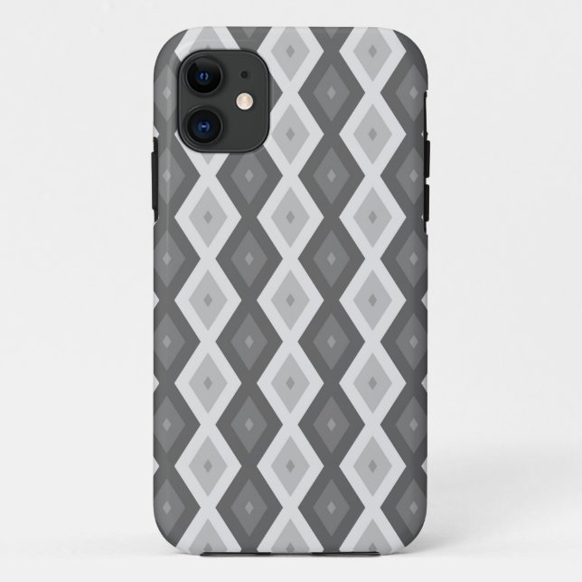 Capa Para iPhone 11 Formas de diamante de cinza (Verso)