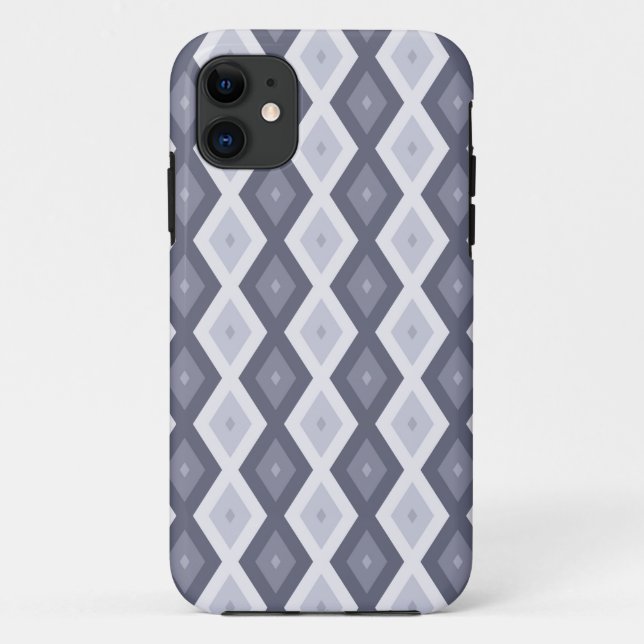 Capa Para iPhone 11 Formas de diamante de cinza azul (Verso)