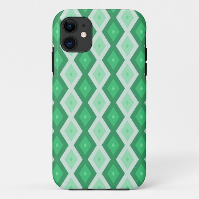 Capa Para iPhone 11 Formas de diamante verde (Verso)