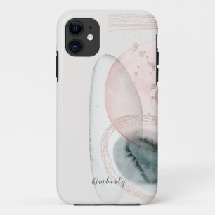 Capa Para iPhone 11 Formas Douradas Rosa-Abstrato de Tendência Persona