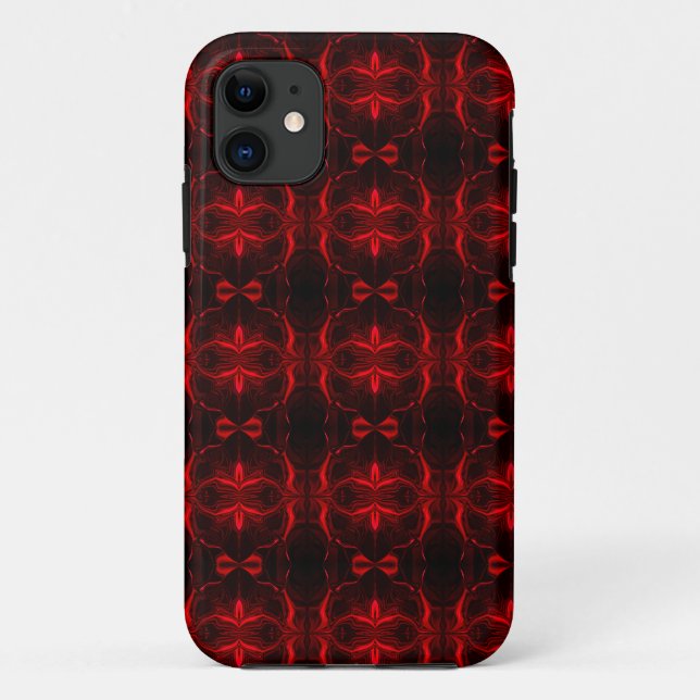 Capa Para iPhone 11 Formas, "traços vermelhos flutu am", em preto (Verso)