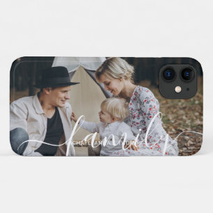 Capa Para iPhone 11 Foto da família personalizada com nome personaliza