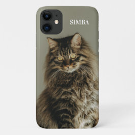 Capa Para iPhone 11 Foto de gato personalizada e nome personalizado de