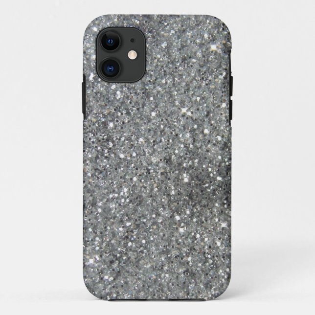 Capa Para iPhone 11 Foto de prata à moda do Glitz do brilho (Verso)