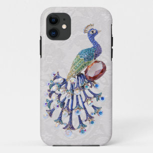 Capa Para iPhone 11 Foto do laço de Paisley da imagem da jóia do pavão