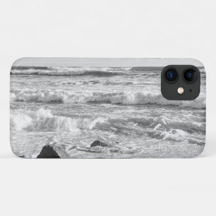 Capa Para iPhone 11 Foto em preto e branco das ondas do oceano Atlânti