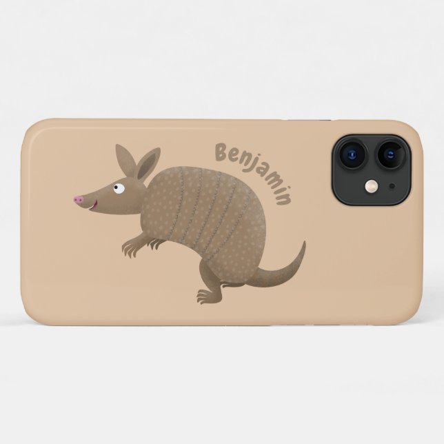 Capa Para iPhone 11 Foto feliz de tatu engraçado (Verso (horizontal))