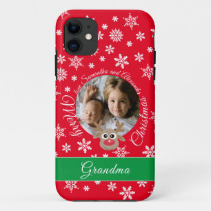 Capa Para iPhone 11 Foto Natal Red Cute Reindeer White Script