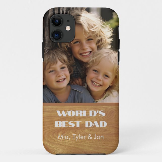 Capa Para iPhone 11 Foto personalizada do melhor Pai do mundo (Verso)