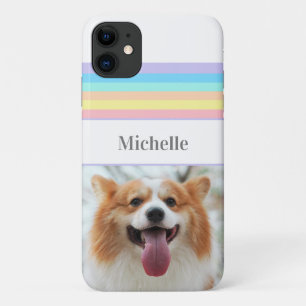Capa Para iPhone 11 Foto personalizada personalizada e nome Rainbow