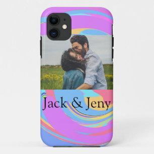 Capa Para iPhone 11 Foto simples minimalista com nome em aquarela rosa