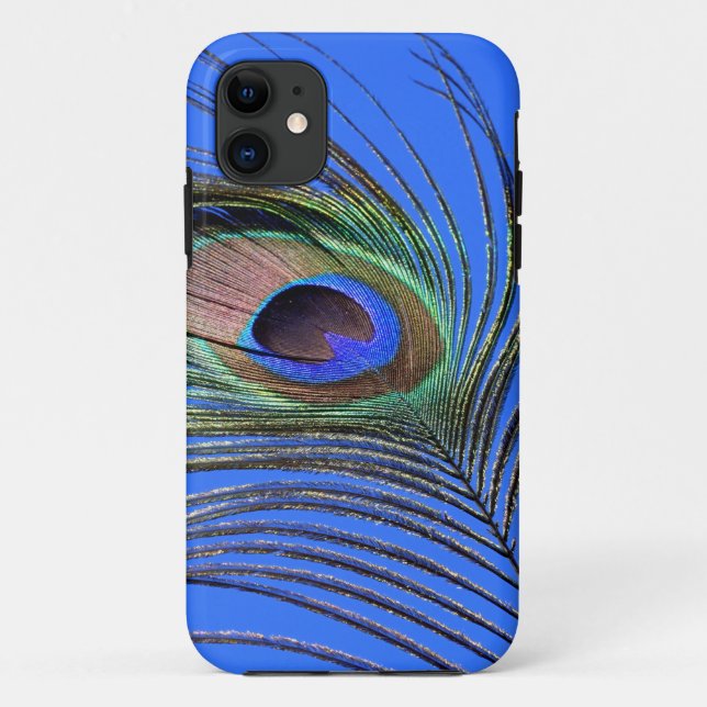 Capa Para iPhone 11 Fotografia da pena de peacock (Verso)