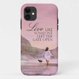 Capa Para iPhone 11 Fotografia de praia com cotação de vida personaliz